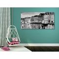 CANVAS PRINT OIL PAINTING OF VENICE IN BLACK AND WHITE - BLACK AND WHITE PICTURES - PICTURES