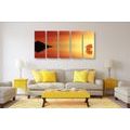 5-PIECE CANVAS PRINT ORANGE SAILBOAT - PICTURES OF NATURE AND LANDSCAPE - PICTURES