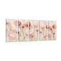 5-PIECE CANVAS PRINT OLD PINK TULIPS - PICTURES FLOWERS - PICTURES