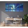 5-PIECE CANVAS PRINT NORTHERN LIGHTS OVER THE OCEAN - PICTURES OF SPACE AND STARS - PICTURES