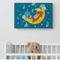 CANVAS PRINT TEDDY BEAR ON THE MOON - CHILDRENS PICTURES - PICTURES