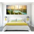 5-PIECE CANVAS PRINT RIVER BY THE GREEN FOREST - PICTURES OF NATURE AND LANDSCAPE - PICTURES