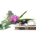 TAPETE LILA ORCHIDEE IM ZEN-STILLLEBEN - TAPETEN MIT FENG SHUI-MOTIVEN - TAPETEN