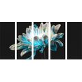 5-PIECE CANVAS PRINT DAISY ON A BLACK BACKGROUND - PICTURES FLOWERS - PICTURES