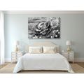 CANVAS PRINT VINTAGE ROSE IN BLACK AND WHITE - BLACK AND WHITE PICTURES - PICTURES