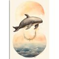 CANVAS PRINT DREAMY WHALE IN THE SUNSET - DREAMY LITTLE ANIMALS - PICTURES