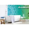 WALLPAPER WHITE MANDALA ON A TEAL BACKGROUND - WALLPAPERS FENG SHUI - WALLPAPERS