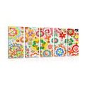 5-PIECE CANVAS PRINT FLORAL ABSTRACTION - ABSTRACT PICTURES - PICTURES