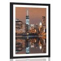 POSTER WITH MOUNT REFLECTION OF MANHATTAN IN WATER - CITIES - POSTERS