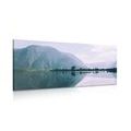 CANVAS PRINT PAINTED MOUNTAINS BY THE LAKE - PICTURES OF NATURE AND LANDSCAPE - PICTURES