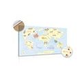 DECORATIVE PINBOARD WORLD MAP WITH ANIMALS - PICTURES ON CORK - PICTURES