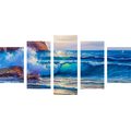 IMPRESSION SUR TOILE EN 5 PARTIES VAGUES MARINES SUR LA CÔTE - IMPRESSION SUR TOILE DE NATURE ET PAYSAGE - IMPRESSION SUR TOILE