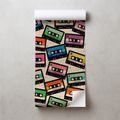 SELBSTKLEBENDE TAPETE RETRO BUNTE KASSETTEN - MUSIK FOTOTAPETEN - TAPETEN