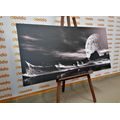 CANVAS PRINT FUTURISTIC PLANET IN BLACK AND WHITE - BLACK AND WHITE PICTURES - PICTURES