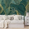 TAPET AUTOADEZIV LINII AURII PE TEXTURĂ SMARALD - TAPET ABSTRACT - TAPETURI