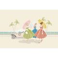 WALLPAPER RETRO LADIES WITH UMBRELLAS - WALLPAPERS VINTAGE AND RETRO - WALLPAPERS