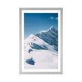 POSTER MIT PASSEPARTOUT SCHNEEBEDECKTE BERGE - NATUR - POSTER