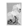 POSTER ORCHID ON A CANVAS IN BLACK AND WHITE - BLACK AND WHITE - POSTERS