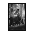 POSTER DEER IN A PINE FOREST IN BLACK AND WHITE - BLACK AND WHITE - POSTERS