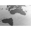 DECORATIVE PINBOARD POLITICAL MAP OF THE WORLD IN BLACK AND WHITE - PICTURES ON CORK - PICTURES