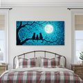 WANDBILD NÄCHTLICHE KATZEN IN BLAU - HALLOWEEN- UND HORROR-BILDER - BILDER