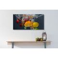CANVAS PRINT FRUIT FALLING INTO WATER - PICTURES OF FOOD AND DRINKS - PICTURES