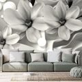 PAPIER PEINT – MAGNOLIA NOIR ET BLANC SUR FOND ABSTRAIT - PAPIERS PEINTS - 🔥 VENTE TOTALE 🔥