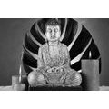 WANDBILD BUDDHA MIT ENTSPANNENDEM STILLLEBEN IN SCHWARZ-WEISS - SCHWARZ-WEISSE BILDER - BILDER