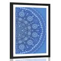 POSTER WITH MOUNT DECORATIVE MANDALA WITH A LACE IN BLUE COLOR - FENG SHUI - POSTERS