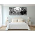 5-PIECE CANVAS PRINT TREE BRANCHES UNDER A FULL MOON IN BLACK AND WHITE - BLACK AND WHITE PICTURES - PICTURES