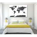 CANVAS PRINT WORLD MAP WITH INDIVIDUAL STATES IN GRAY COLOR - PICTURES OF MAPS - PICTURES