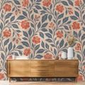 SAMOLJEPLJIVA TAPETA VINTAGE KORALJNI CVJETOVI S LIŠĆEM - TAPETE CVIJEĆE - TAPETE