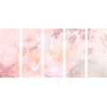 IMPRESSION SUR TOILE EN 5 PARTIES FEUILLES D'AUTOMNE DANS UNE TEINTE ROSE - IMPRESSIONS SUR TOILE ARBRES ET FEUILLES - IMPRESSION SUR TOILE