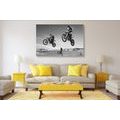 CANVAS PRINT FOR BIKERS IN BLACK AND WHITE - BLACK AND WHITE PICTURES - PICTURES