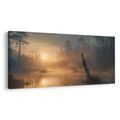 TABLEAU SUR TOILE – AUBE PAISIBLE DANS LA BRUME FORESTIÈRE - TABLEAUX DU LAC - TABLEAUX