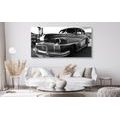 CANVAS PRINT CAR AT A JUNKYARD IN BLACK AND WHITE - BLACK AND WHITE PICTURES - PICTURES