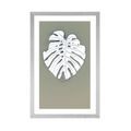 POSTER WITH MOUNT WHITE MONSTERA LEAF - MOTIFS FROM OUR WORKSHOP - POSTERS