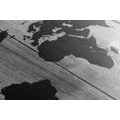 DECORATIVE PINBOARD BLACK AND WHITE MAP ON A WOODEN BACKGROUND - PICTURES ON CORK - PICTURES