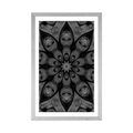 POSTER WITH MOUNT HYPNOTIC MANDALA IN BLACK AND WHITE - BLACK AND WHITE - POSTERS