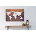 DECORATIVE PINBOARD WORLD MAP WITH A WOODEN BACKGROUND - PICTURES ON CORK - PICTURES
