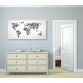 DECORATIVE PINBOARD WORLD MAP CONSISTING OF PEOPLE IN BLACK AND WHITE - PICTURES ON CORK - PICTURES