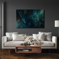 TABLEAU SUR TOILE – GALAXIE TURQUOISE AUX REFLETS DORÉS - IMAGES DE GALAXIE - TABLEAUX