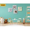 CANVAS PRINT SET ANIMALS IN CHILDREN'S DESIGN - SET OF PICTURES - PICTURES