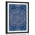 POSTER CU PASSEPARTOUT MANDALA ALBASTRĂ CU MODEL ABSTRACT - FENG SHUI - POSTERE