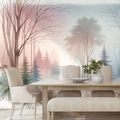 SAMOLEPÍCÍ TAPETA PASTELOVÁ MLHAVÁ KRAJINA - WALLPAPERS FOREST - WALLPAPERS