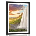 AFFICHE AVEC MONTURE CASCADE MAJESTUEUSE DU EN ISLANDE - NATURE - AFFICHES