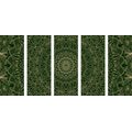 5-RÉSZES KÉP RÉSZLETES DÍSZ MANDALA ZÖLD SZÍNBEN - FENG SHUI KÉPEK - KÉPEK