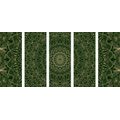 TABLOU 5-PIESE MANDALA ORNAMENTATĂ DETALIATĂ ÎN CULOAREA VERDE - TABLOURI FENG SHUI - TABLOURI