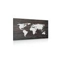 CANVAS PRINT WORLD MAP ON WOOD - PICTURES OF MAPS - PICTURES