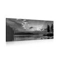 CANVAS PRINT REFLECTION OF A MOUNTAIN LAKE IN BLACK AND WHITE - BLACK AND WHITE PICTURES - PICTURES